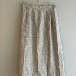 Neutral Linen-Blend Maxi Skirt in Beige